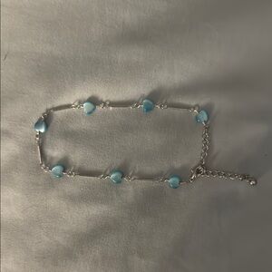 Silver and Blue Heart Stone Adjustable Bracelet